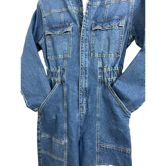 UNIVERSAL THREAD Jumpsuit Womens Size 6 Blue Denim Long Sleeve Pockets Collared - Picture 6 of 16